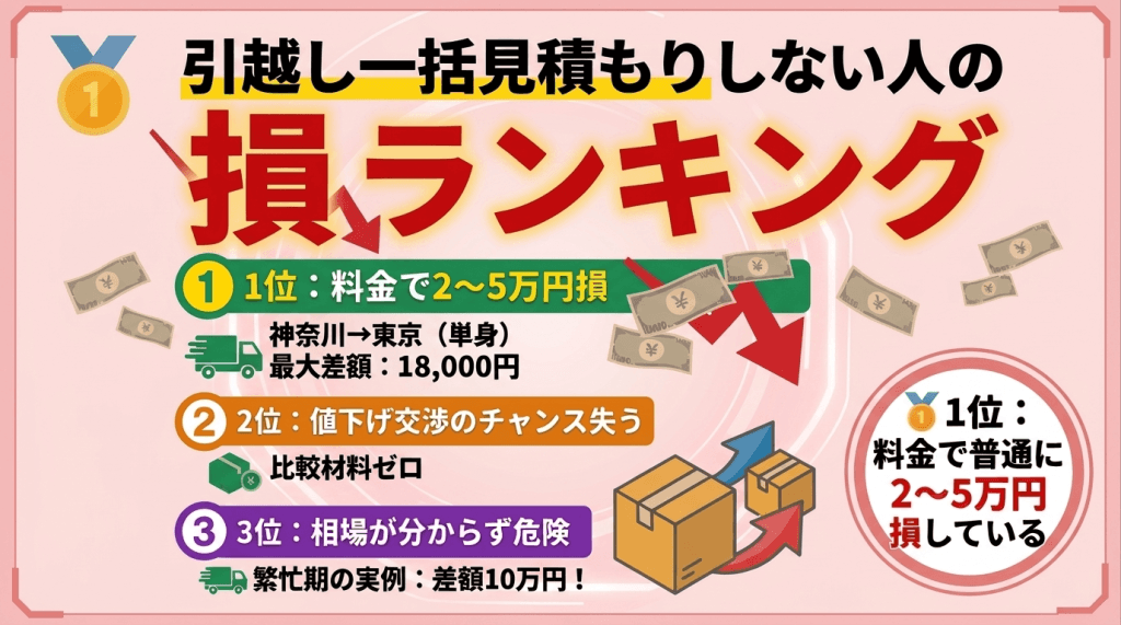 引越し一括見積もりしない人の損のイメージ画像
