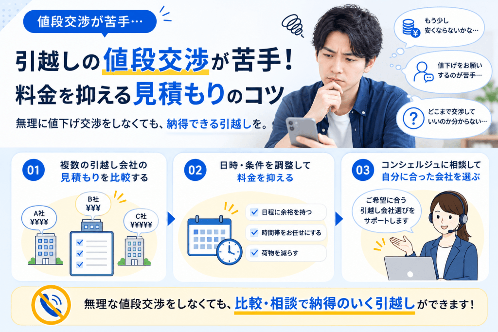 引越しの値段交渉が苦手な人向けの料金を抑える見積もり方法